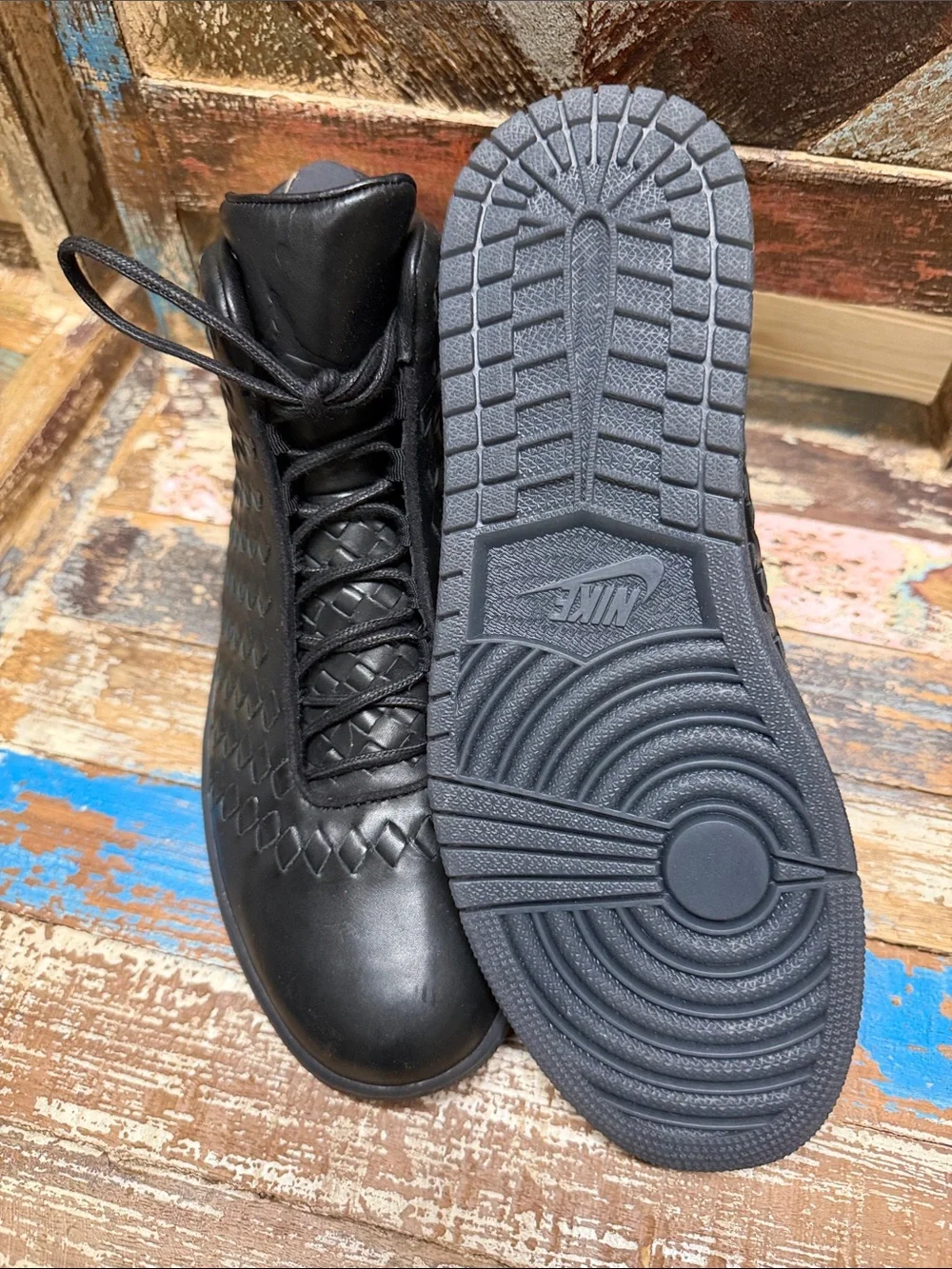 Jordan Black Woven High-Top Sneakers Size 10